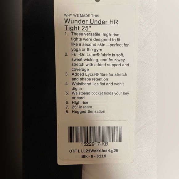 NWT lululemon orange theory collaboration Wunder Under leggings - Picture 4 of 6